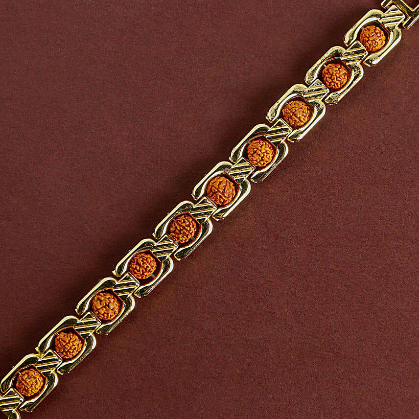 Glamorous Gold Embellished Rudraksh Rakhi N Nutty Delight