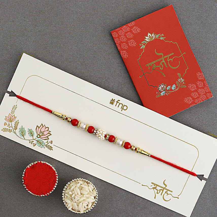 Luminescent Luster Pearl Rakhi N Mug Combo