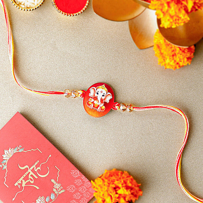 Sculpted Ganesha 3D Rakhi N Almond Soan Papdi