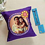 Pearl Rakhi And Personalised Cushion