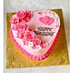 Floral Pink Heart Cake
