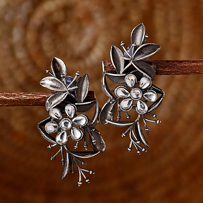 Exquisite Silver Oxidised Earrings