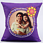 White Pearl Rakhi And Personalised Cushion