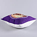 White Pearl Rakhi And Personalised Cushion