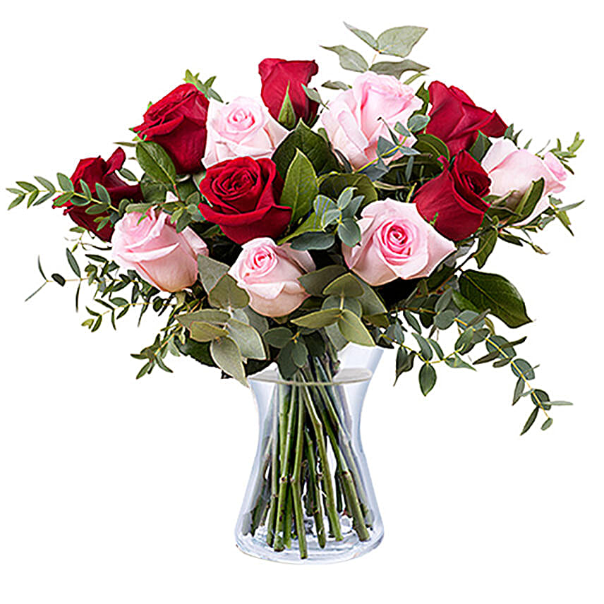 Exotic Pink And Red Rose Arrangement