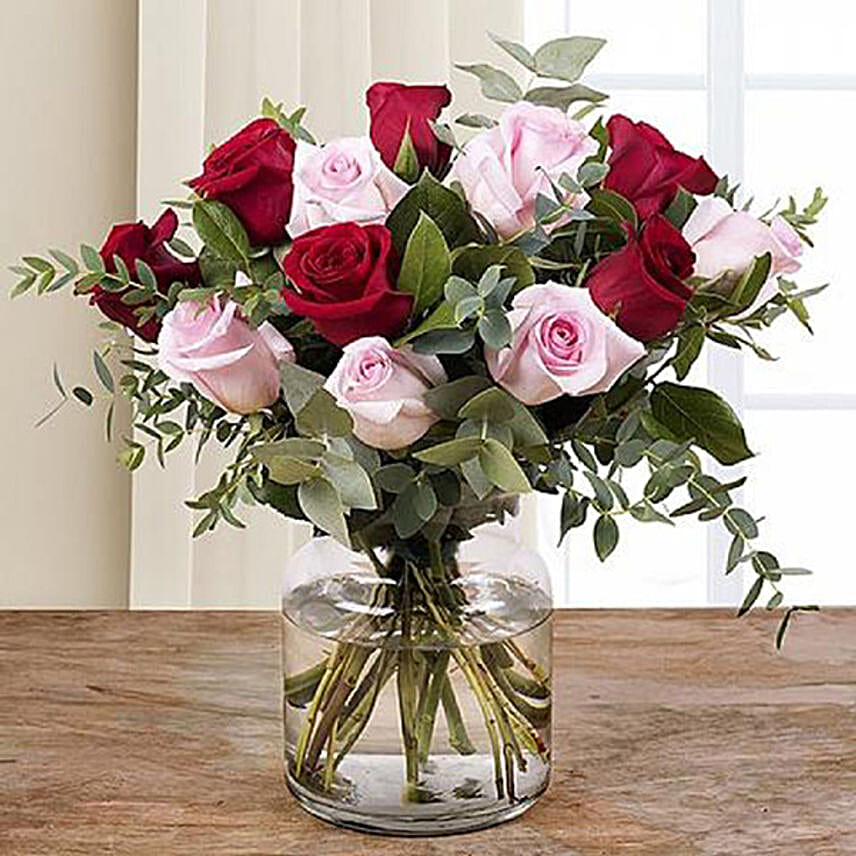 Exotic Pink And Red Rose Arrangement