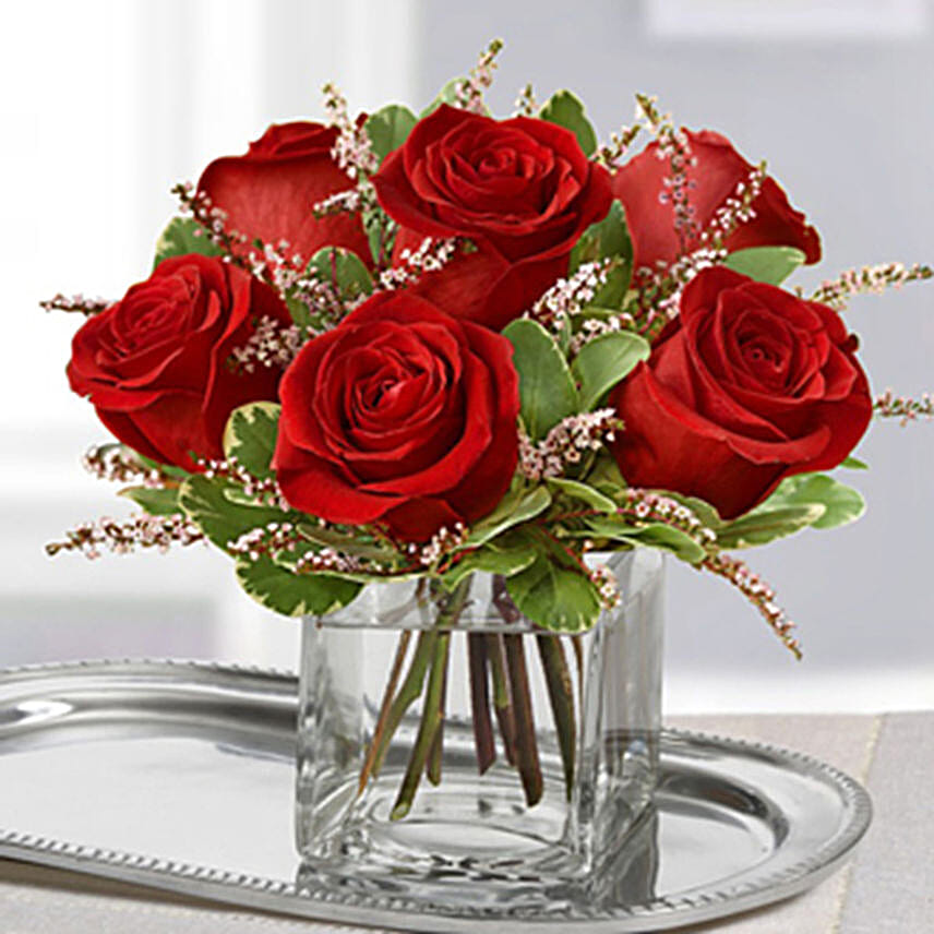 Pristine Red Rose Arrangement
