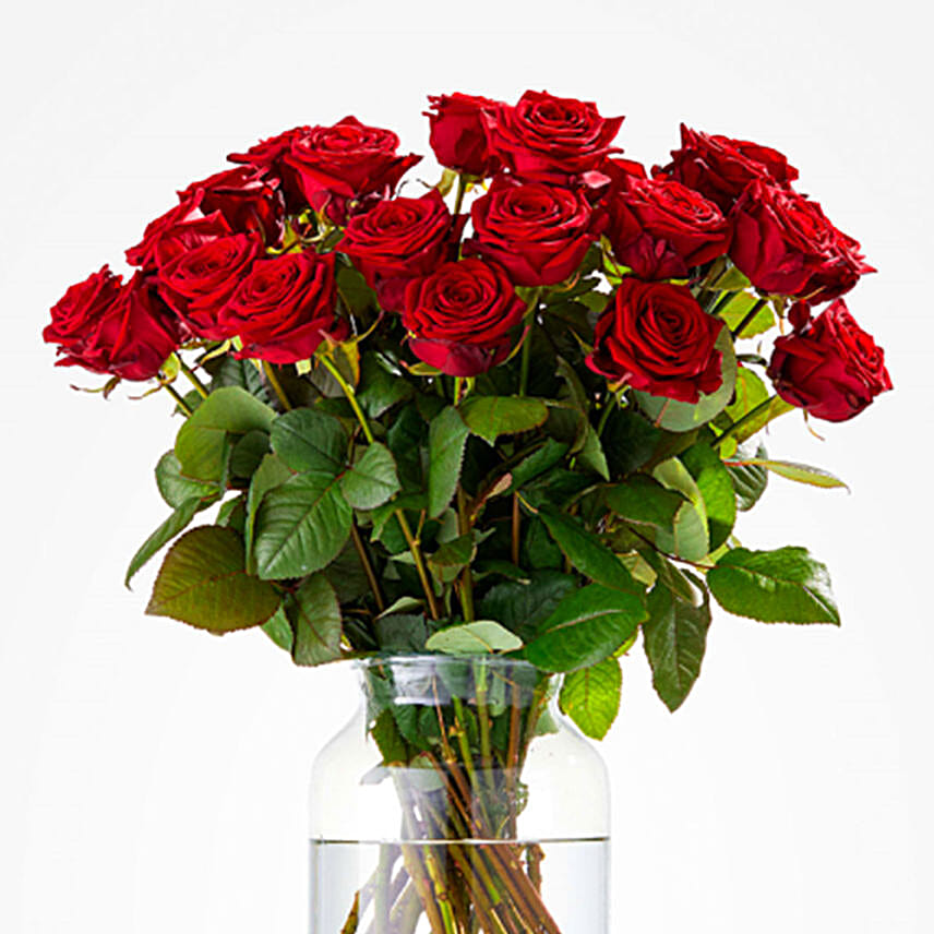 Romantic Red Rose Vase Arrangement