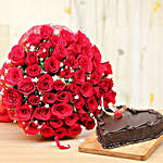 Luxurious Red Rose Bouquet And Cake