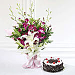 Orchid Lily Bunch And Cake
