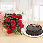 Red Rose Bunch And Cake