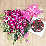 Exotic Orchid Bunch And Cake