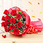 Lovely Red Rose Bunch And Chocolate