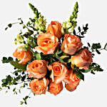 Blooming Peach Rose Snapdragon Vase Arrangement