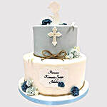 Blue And White Christening Cake