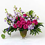 Premium Pink Rose Delphinium Vase Arrangement