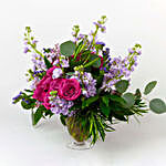 Premium Pink Rose Delphinium Vase Arrangement