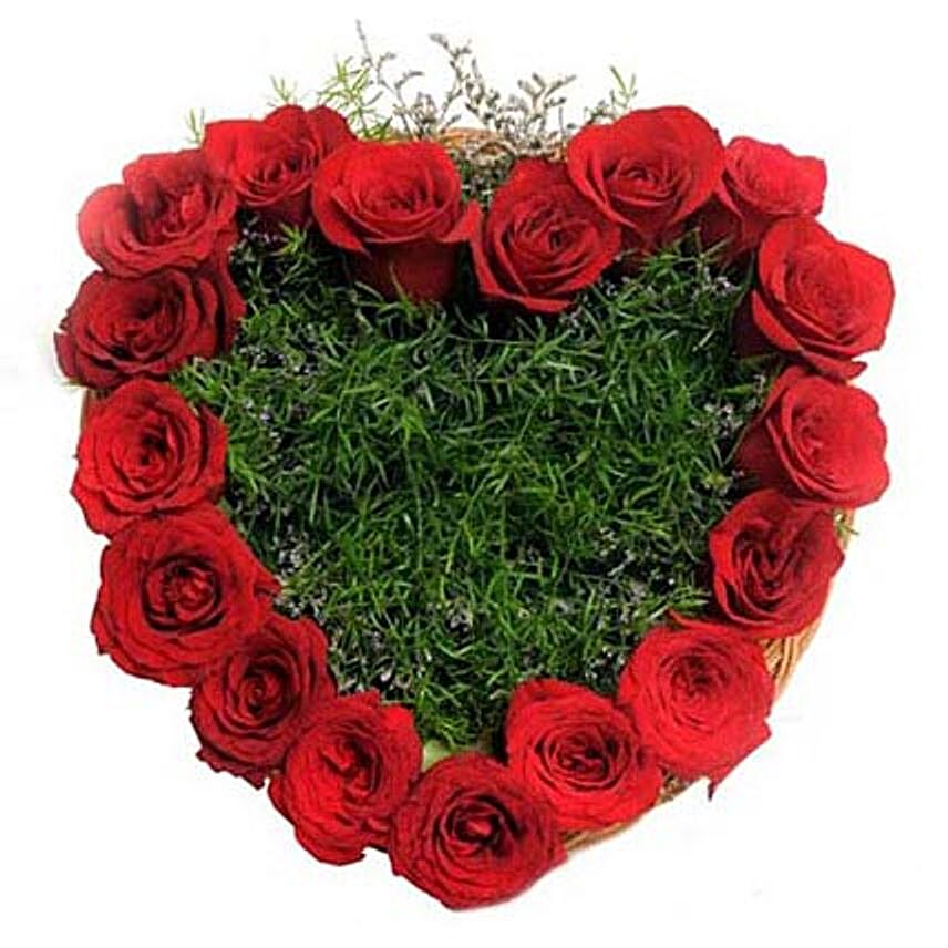 Heart-Shaped Arrangement of Red Roses