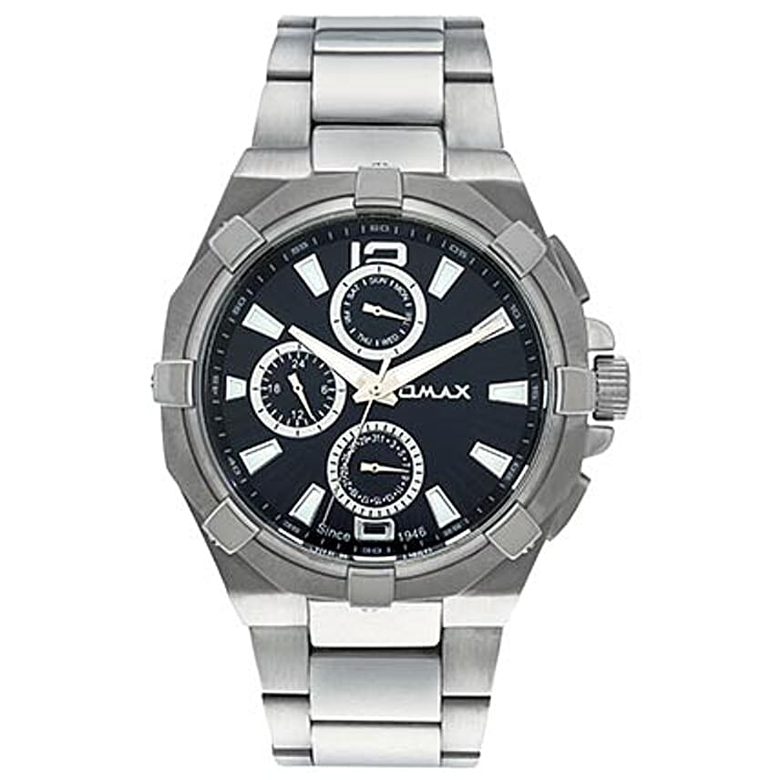 Omax Analog Dial Mens Watch Black