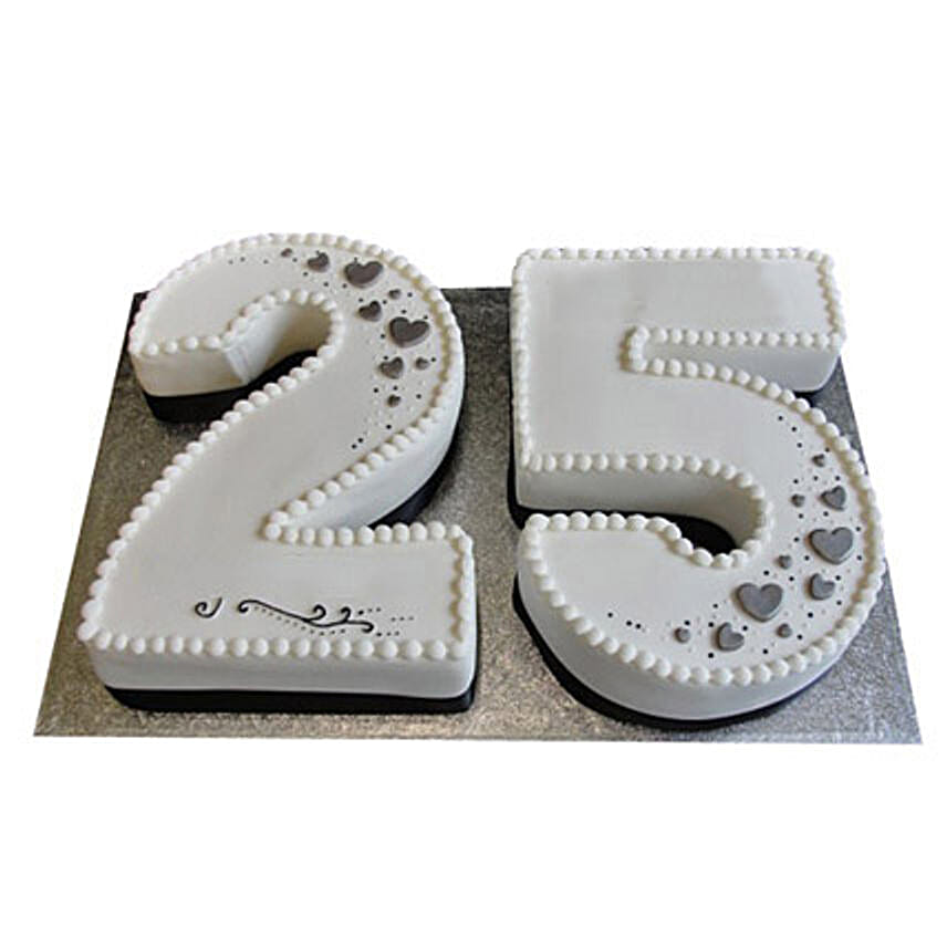 Buy Send Silver Jubilee Fondant Cake 4kg Chocolate Online Ferns N Petals