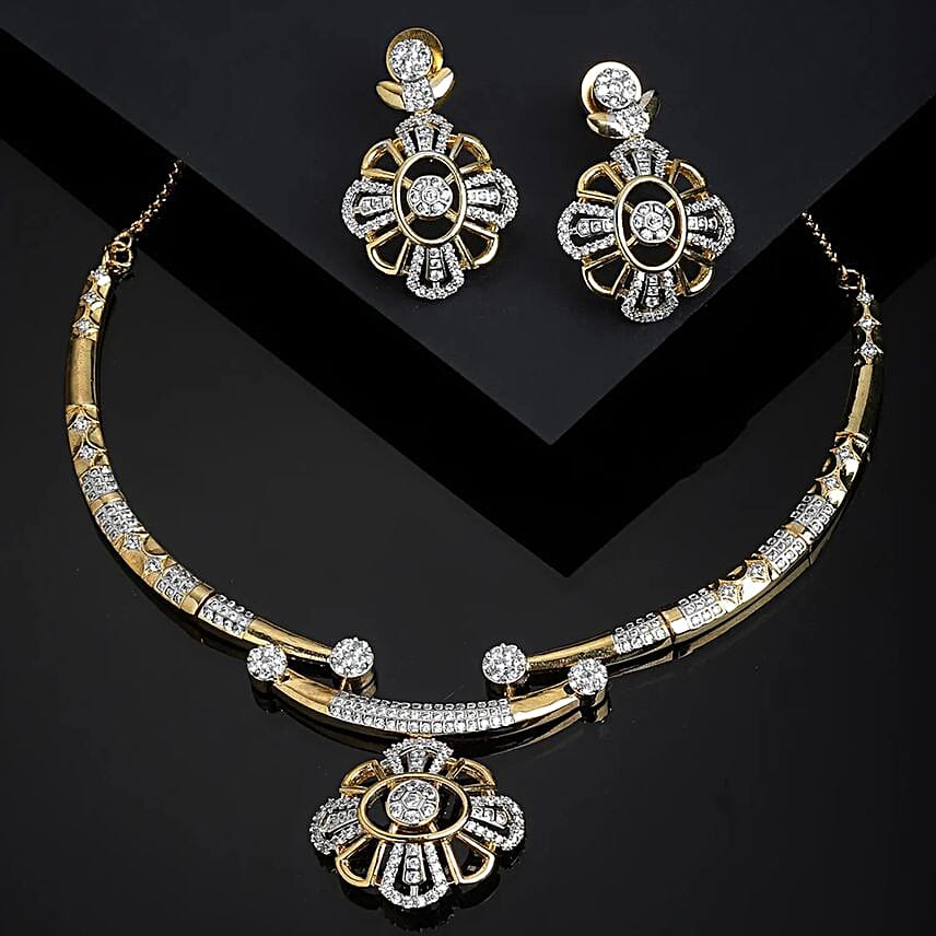 PANASH CZ Floral Jewellery Set