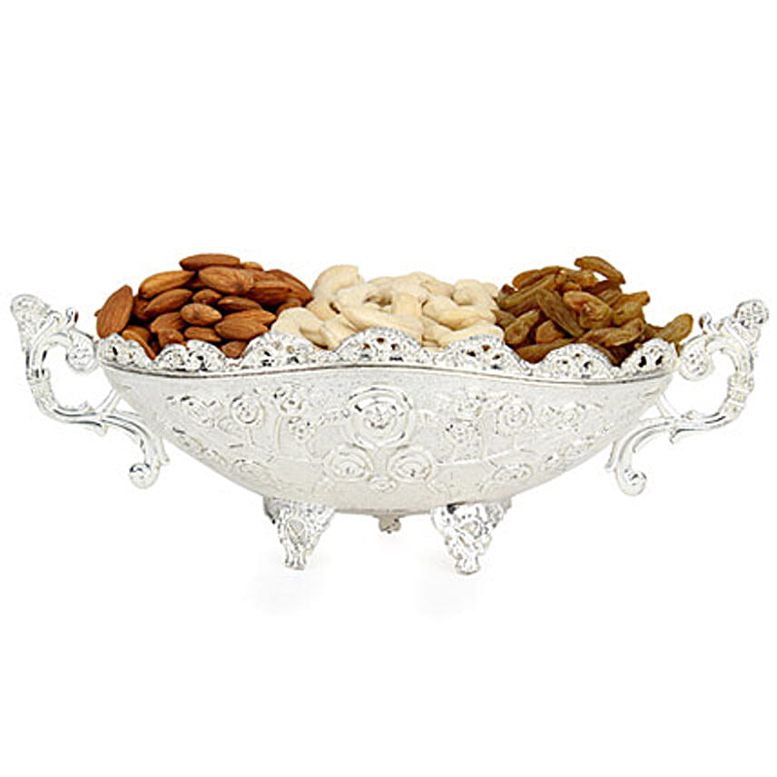 Buy/Send Designer Silver Dry Fruits Tray Online FNP