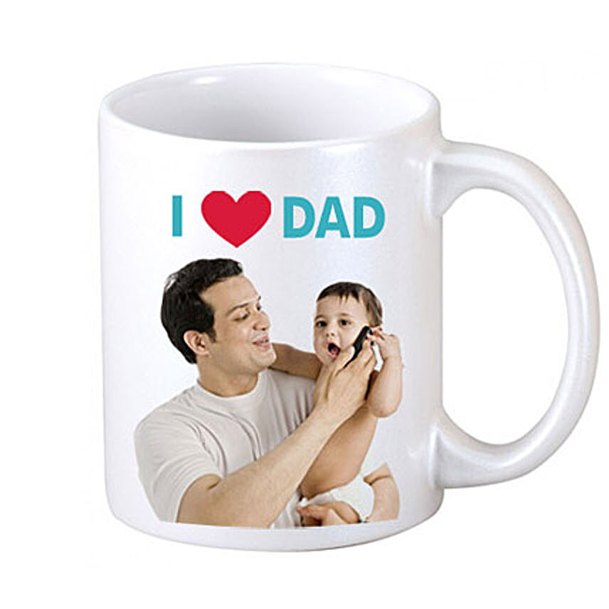 I Love Dad-White Personalized Coffee Mug with I Love Dad message,picture of your choice