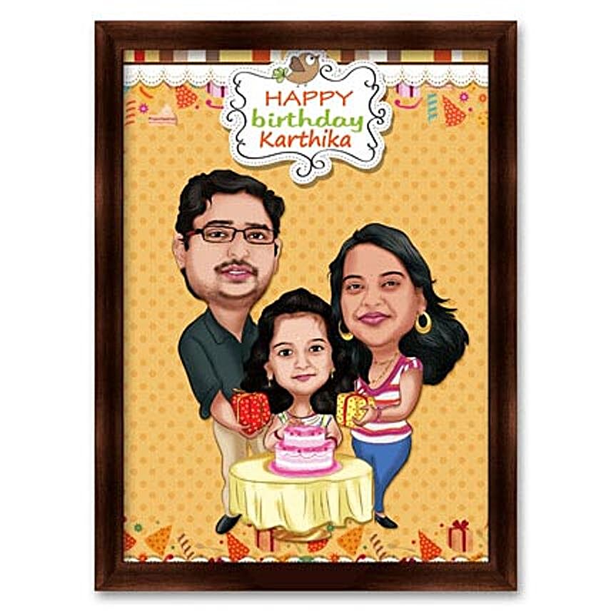 Couple with Daughter 3D Caricature