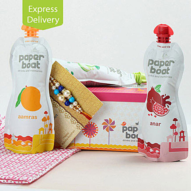 Rakhi with Paper Boat Hamper