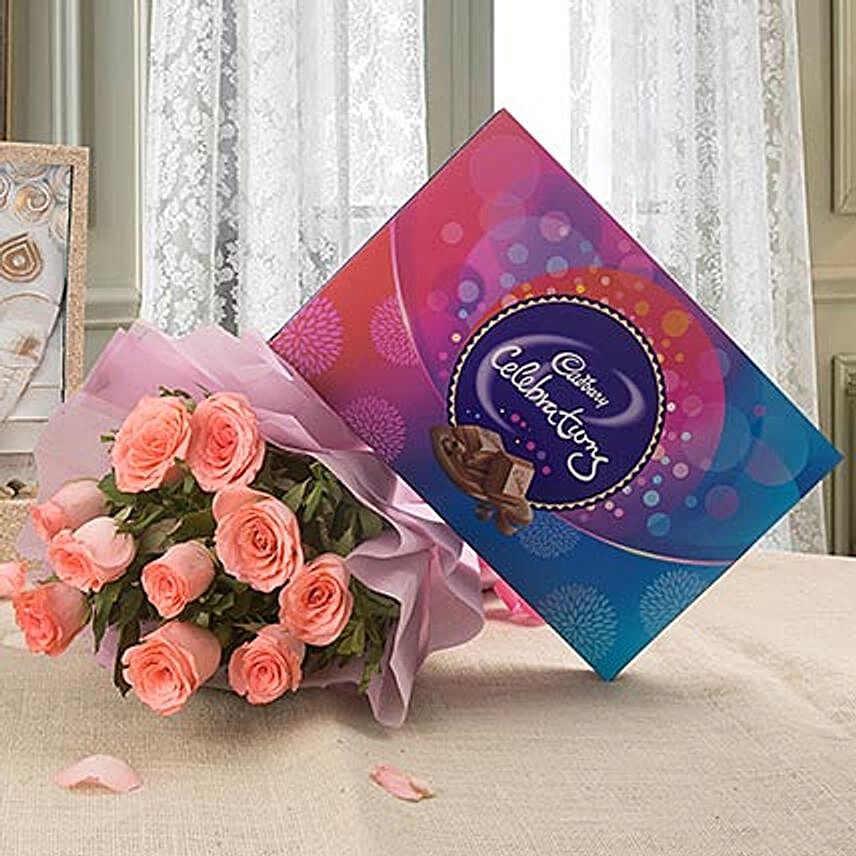 Celebration Combo:Flowers And Chocolate Delivery