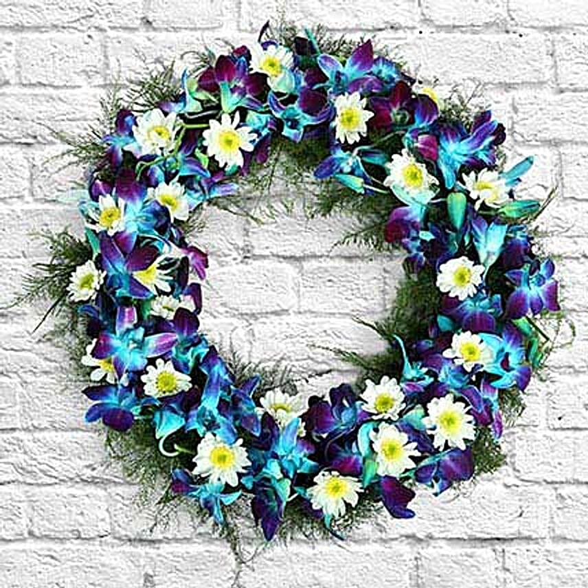 Flower wreath with seasonal filler