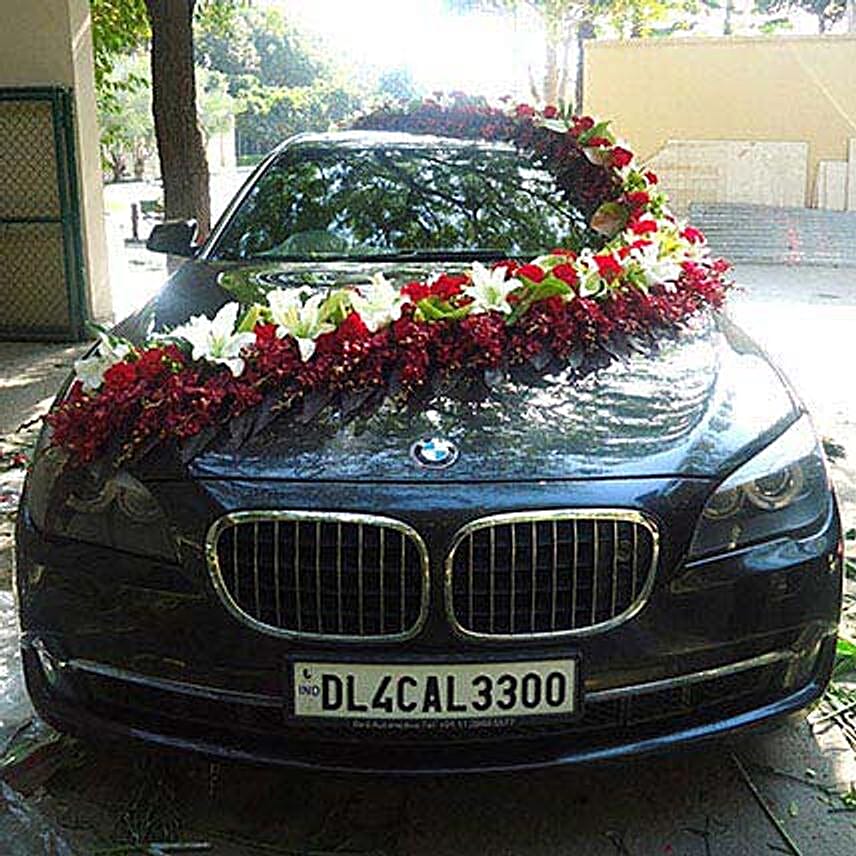 Red n White Floral Car Decor