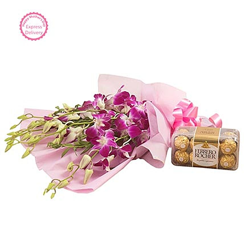 Mothers Day Spl Orchids N Chocolates by FNP