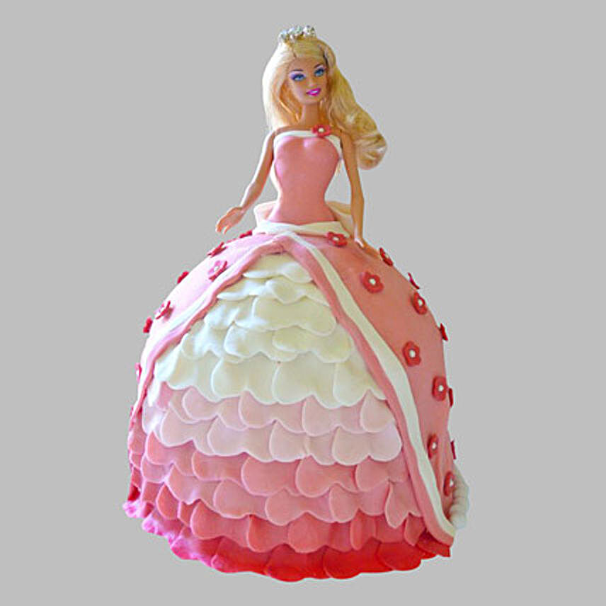 Barbie Queen Cake for Daughter 2kg:Barbie Doll Cake