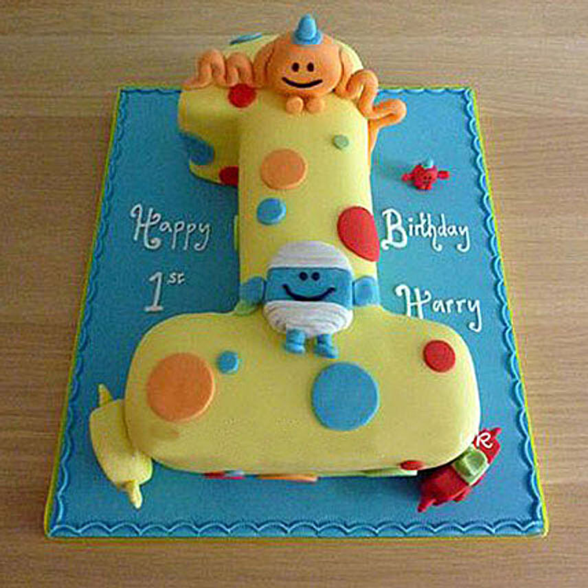 1st Birthday Number Cake 2kg:Alphabet N Number Cakes