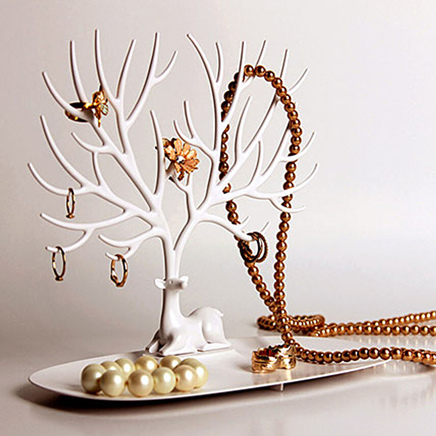 Jewelry Tree Tray White