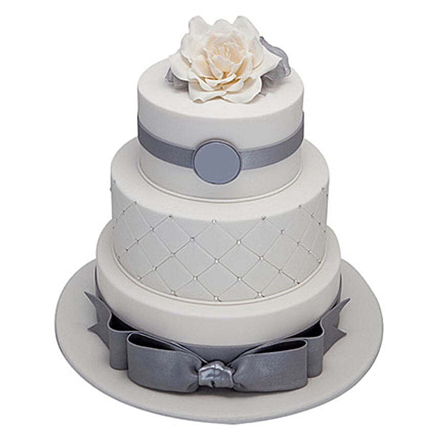 Buy Send 3 Tier Silver Anniversary Cake Chocolate 5kg Online Ferns N Petals