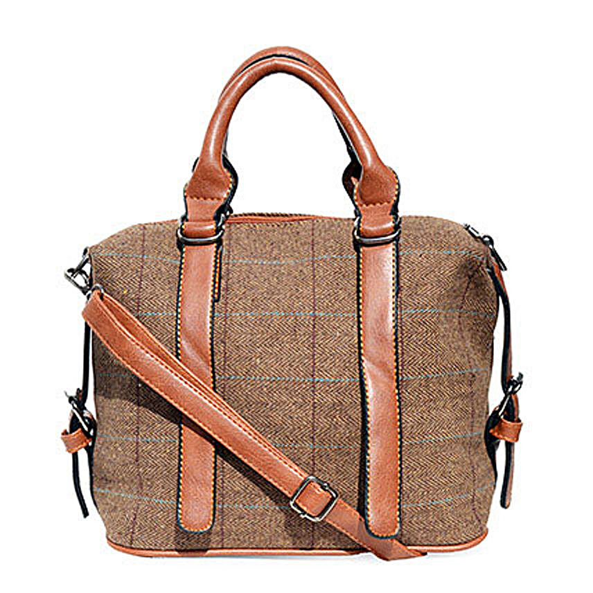 Brown Tweed Fabric Handbag