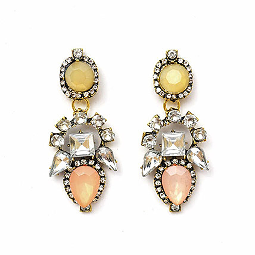 Beige Sparkling Stone Earrings