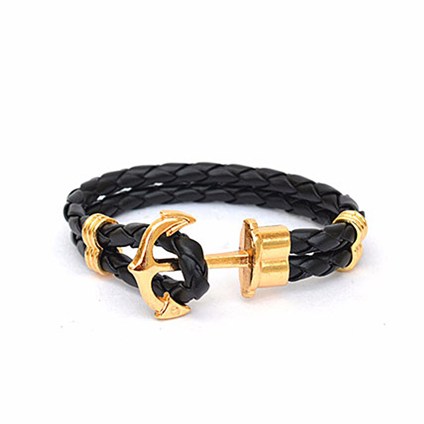 Black Anchor Braided Bracelet