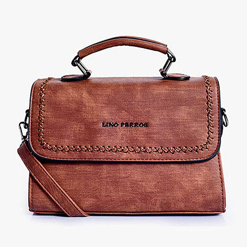 Buy/Send Brown Lino Perros Sling Bag Online- FNP