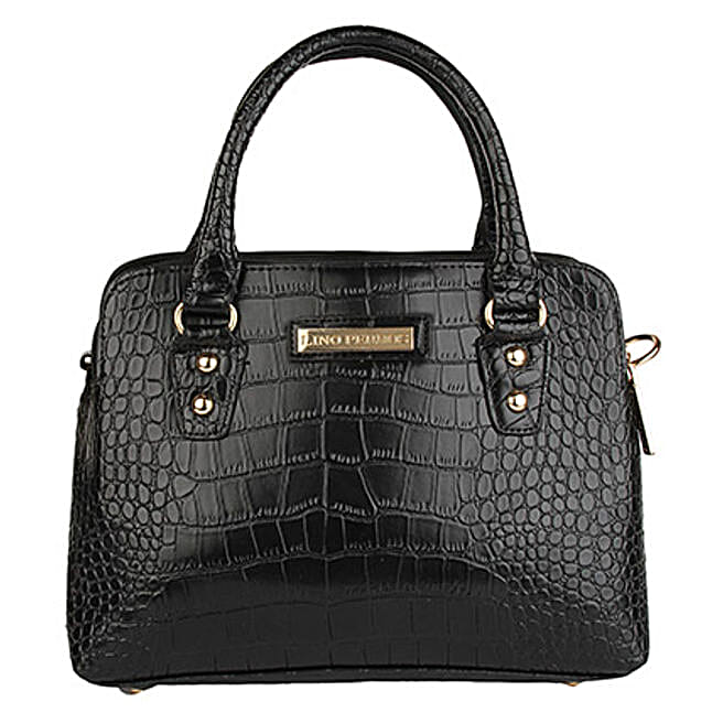 Buy/Send Lino Perros Classic Black Satchel Handbag Online- FNP