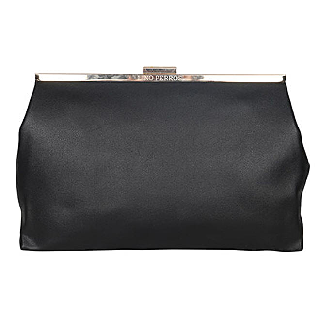Buy/Send Lino Perros Glossy Black Women Clutch Online- FNP