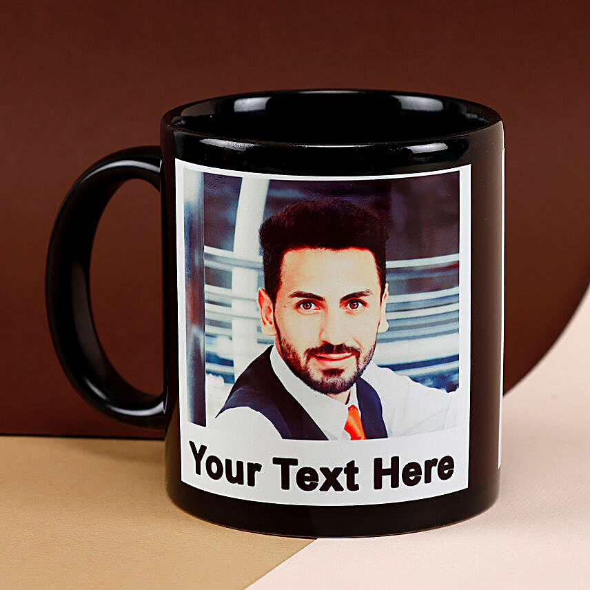 Personalised Photo Mug-black ceramic coffee mug:Send Anniversary Gifts for Friend