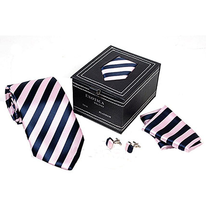 Pink N Navy Blue Tie Set