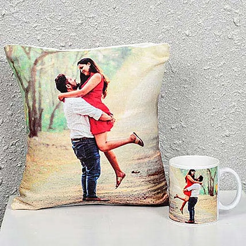 Personalized Cushion with Me:Cushions and Mugs Combo