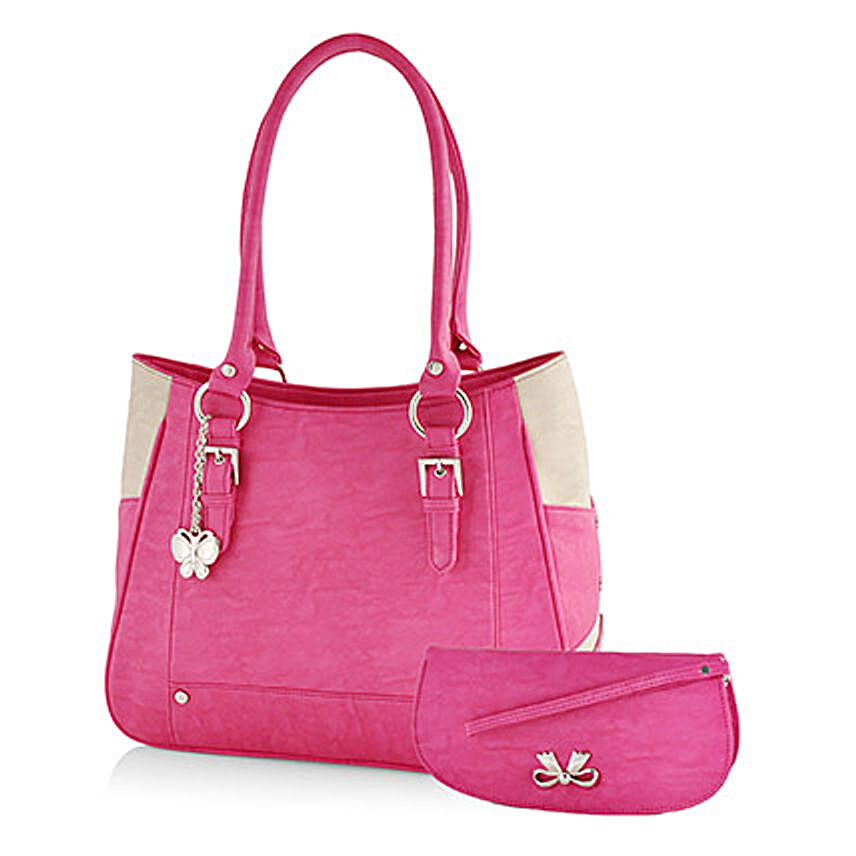 Butterflies Pink Handbag Combo