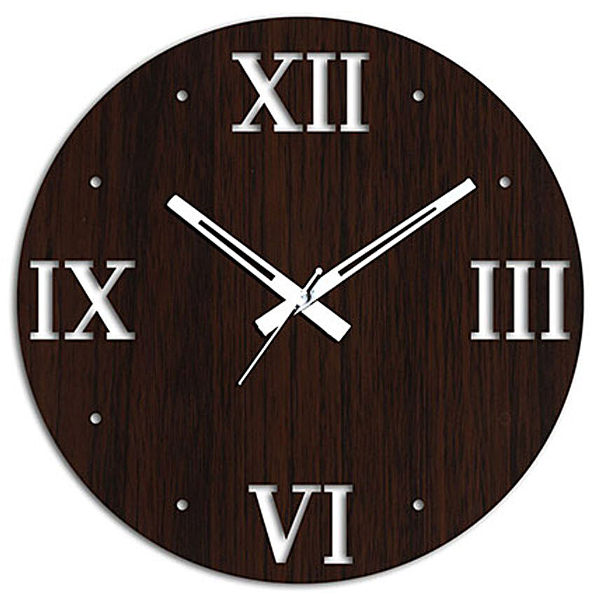 Roman Brown Wooden Wall Clock