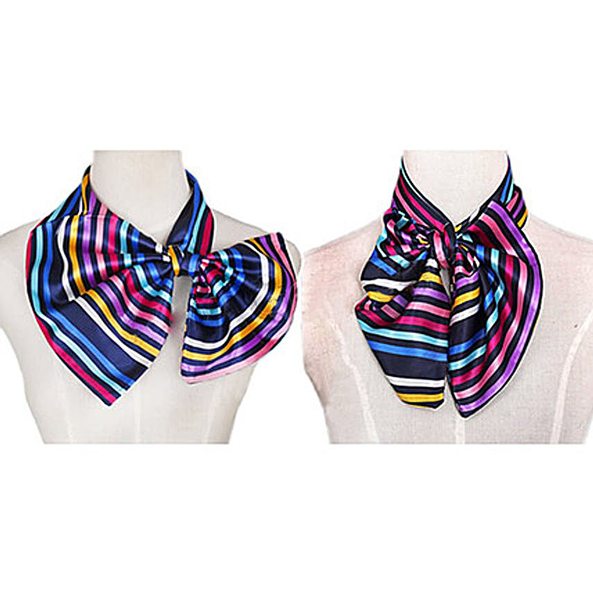 Multicolor Stripes Imitation Silk Scarf