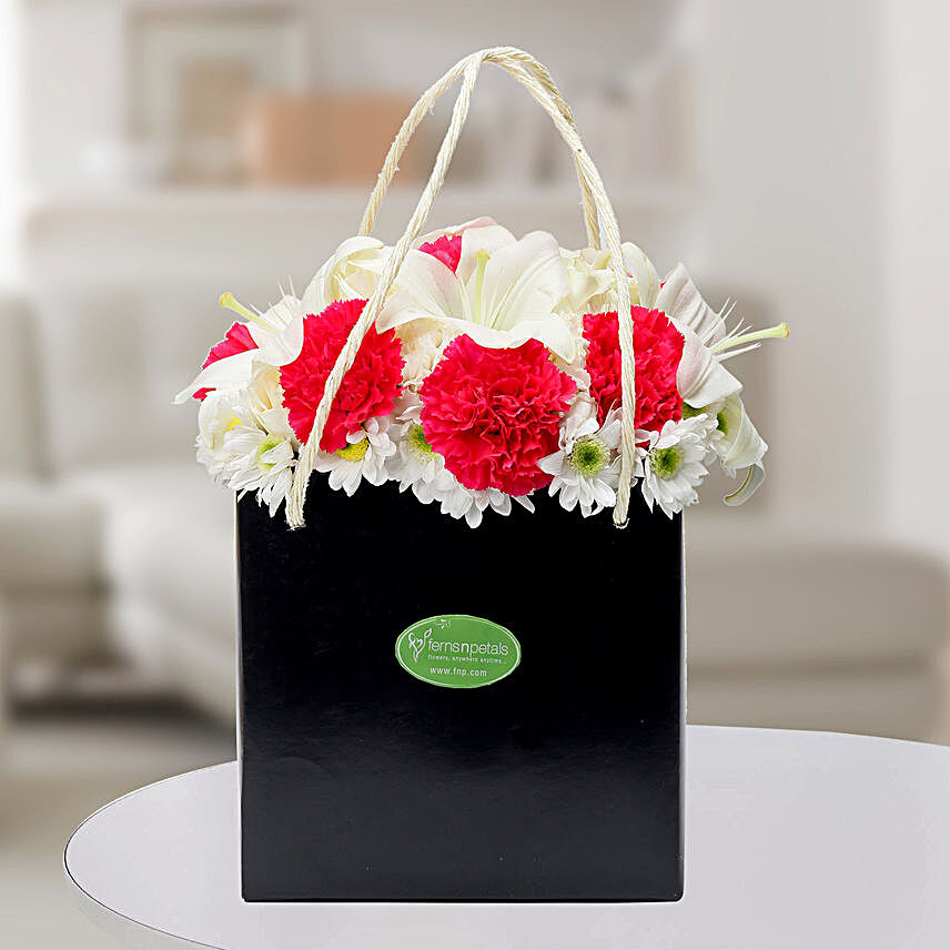 Carnations N Asiatic Lilies Arrangement